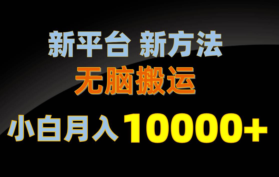 新平台新方法，无脑搬运，月赚10000+，小白轻松上手不动脑-宁率网络知识库