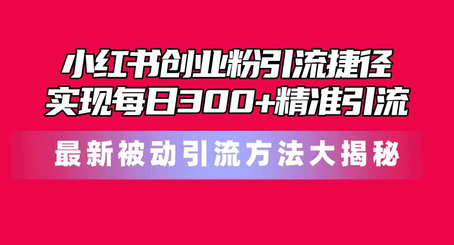 小红书创业粉引流捷径！最新被动引流方法大揭秘，实现每日300+精准引流-宁率网络知识库