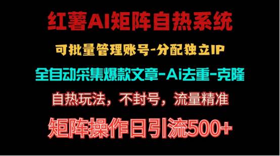 红薯矩阵自热系统，独家不死号引流玩法！矩阵操作日引流500+-宁率网络知识库