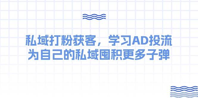 某收费课：私域打粉获客，学习AD投流，为自己的私域囤积更多子弹-宁率网络知识库