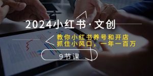 2024小红书·文创：教你小红书养号和开店、抓住小风口 一年一百万 (9节课)-宁率网络知识库