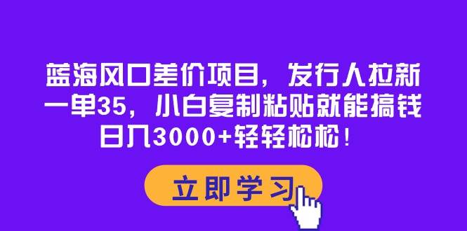 蓝海风口差价项目，发行人拉新，一单35，小白复制粘贴就能搞钱！日入3000+轻轻松松-宁率网络知识库