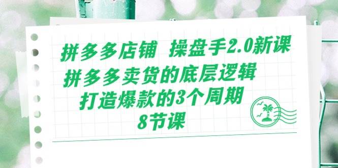 拼多多店铺 操盘手2.0新课，拼多多卖货的底层逻辑，打造爆款的3个周期-8节-宁率网络知识库