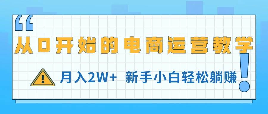 从0开始的电商运营教学，月入2W+，新手小白轻松躺赚-宁率网络知识库