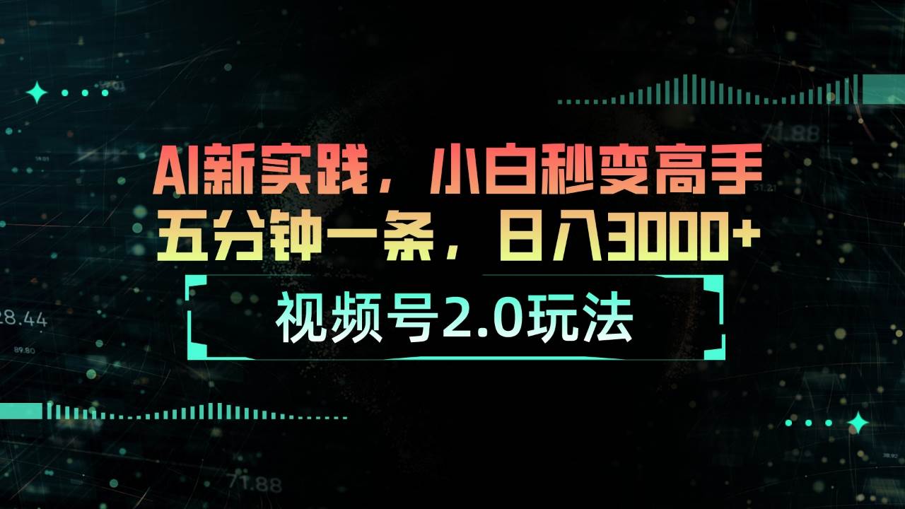 视频号2.0玩法 AI新实践，小白秒变高手五分钟一条，日入3000+-宁率网络知识库