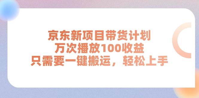 京东新项目带货计划，万次播放100收益，只需要一键搬运，轻松上手-宁率网络知识库