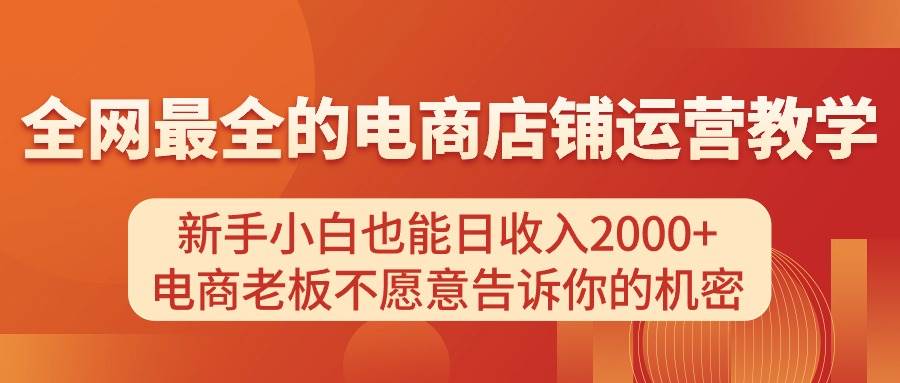 电商店铺运营教学，新手小白也能日收入2000+，电商老板不愿意告诉你的机密-宁率网络知识库
