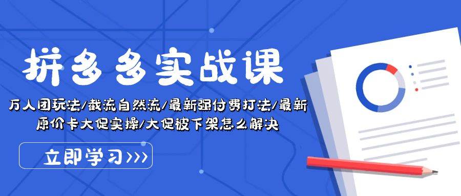 拼多多·实战课：万人团玩法/截流自然流/最新强付费打法/最新原价卡大促..-宁率网络知识库