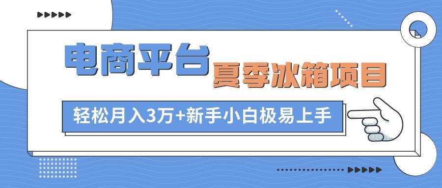 电商平台夏季冰箱项目，轻松月入3万+，新手小白极易上手-宁率网络知识库