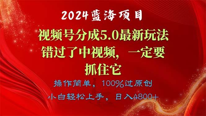 2024蓝海项目，视频号分成计划5.0最新玩法，错过了中视频，一定要抓住…-宁率网络知识库