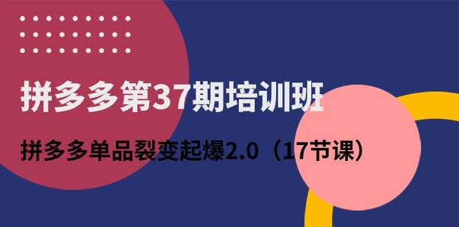 拼多多第37期培训班：拼多多单品裂变起爆2.0（17节课）-宁率网络知识库