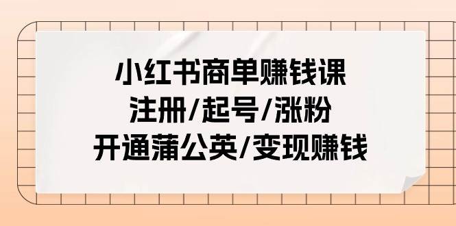 小红书商单赚钱课：注册/起号/涨粉/开通蒲公英/变现赚钱（25节课）-宁率网络知识库