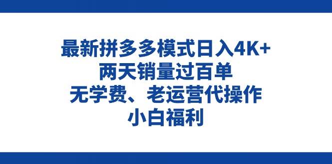 拼多多最新模式日入4K+两天销量过百单，无学费、老运营代操作、小白福利-宁率网络知识库