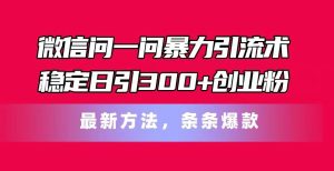 微信问一问暴力引流术，稳定日引300+创业粉，最新方法，条条爆款-宁率网络知识库