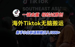 海外Tiktok短视频无脑搬运,一键去重轻松过原创,新手小白听话照做日入…-宁率网络知识库