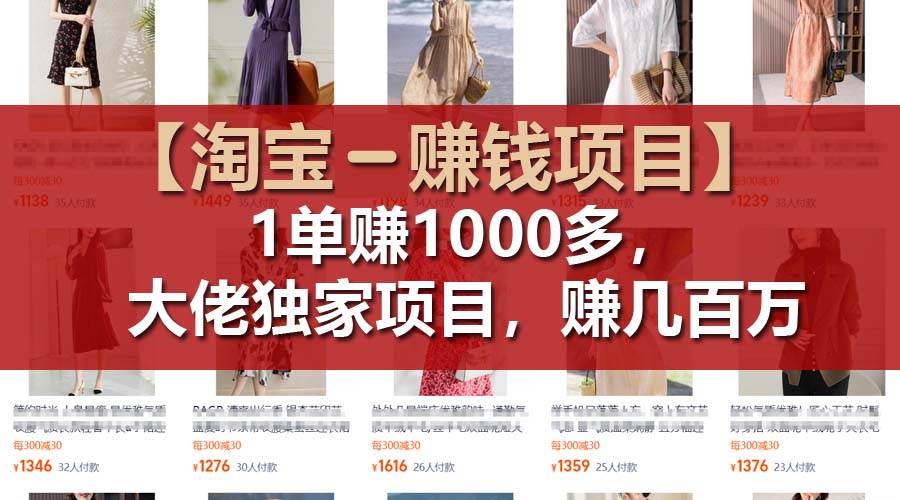 【淘宝赚钱项目】1单可赚1000多，大佬独家项目，年赚几百万-宁率网络知识库