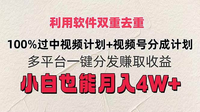 利用软件双重去重，100%过中视频+视频号分成计划小白也可以月入4W+-宁率网络知识库