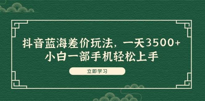 抖音蓝海差价玩法，一天3500+，小白一部手机轻松上手-宁率网络知识库
