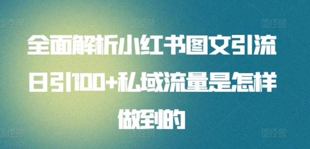 全面解析小红书图文引流日引100私域流量是怎样做到的-宁率网络知识库