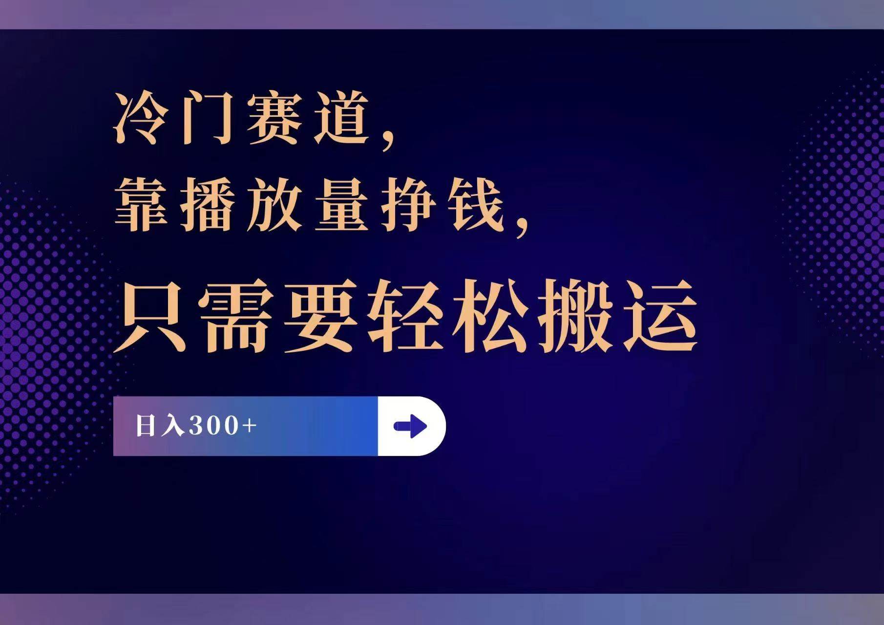 冷门赛道，靠播放量挣钱，只需要轻松搬运，日赚300+-宁率网络知识库
