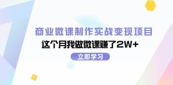 商业微课制作实战变现项目，这个月我做微课赚了2W+-宁率网络知识库