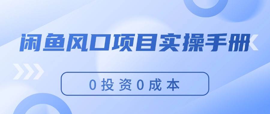 闲鱼风口项目实操手册，0投资0成本，让你做到，月入过万，新手可做-宁率网络知识库