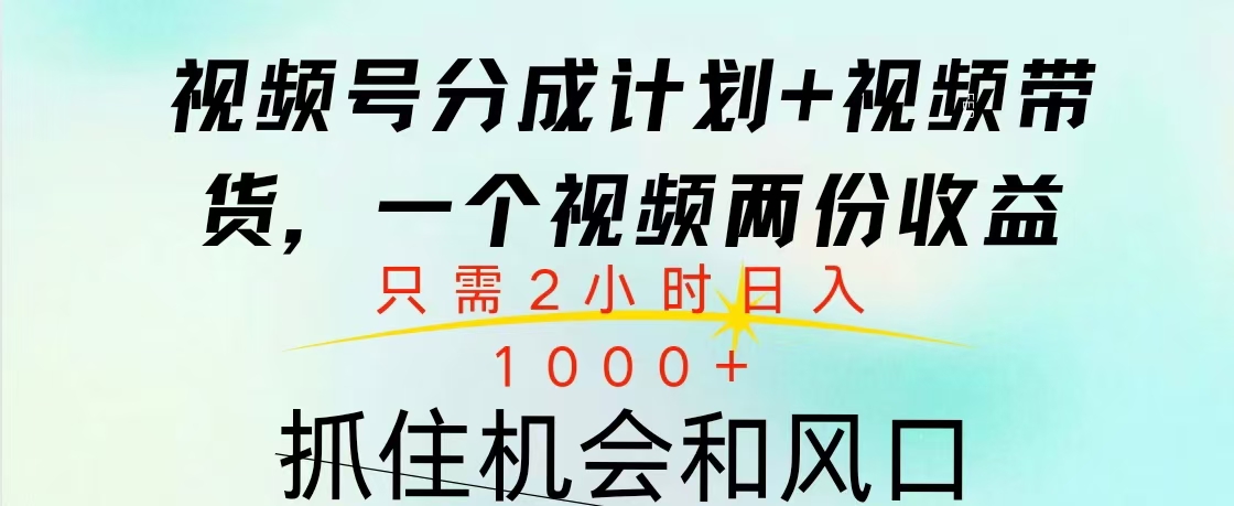 视频号橱窗带货， 10分钟一个视频， 2份收益，日入1000+-宁率网络知识库