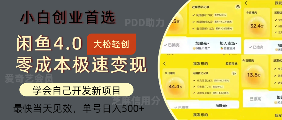 闲鱼0成本极速变现项目，多种变现方式，单号日入500+最新玩法-宁率网络知识库