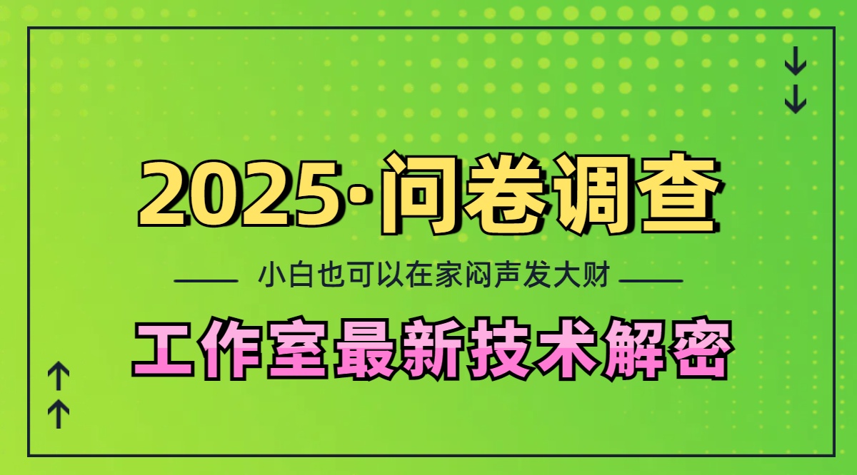 2025《问卷调查》最新工作室技术解密：一个人在家也可以闷声发大财，小白一天200+，可矩阵放大-宁率网络知识库