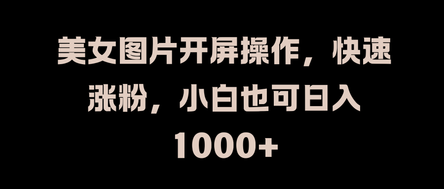 美女图片开屏操作，快速涨粉，小白也可日入1000+-宁率网络知识库