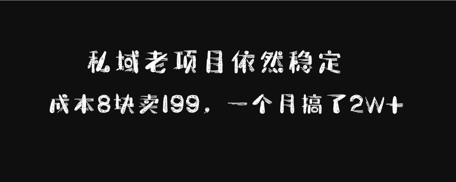 私域老项目依然稳定，成本8块卖199，一个月搞了2W+-宁率网络知识库