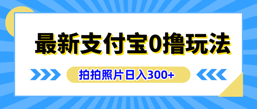 最新支付宝0撸玩法，拍照轻松赚收益，日入300+有手机就能做-宁率网络知识库