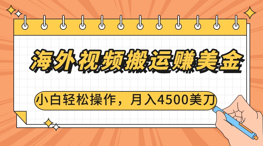 海外视频搬运赚美金，小白轻松操作，月入4500美刀-宁率网络知识库