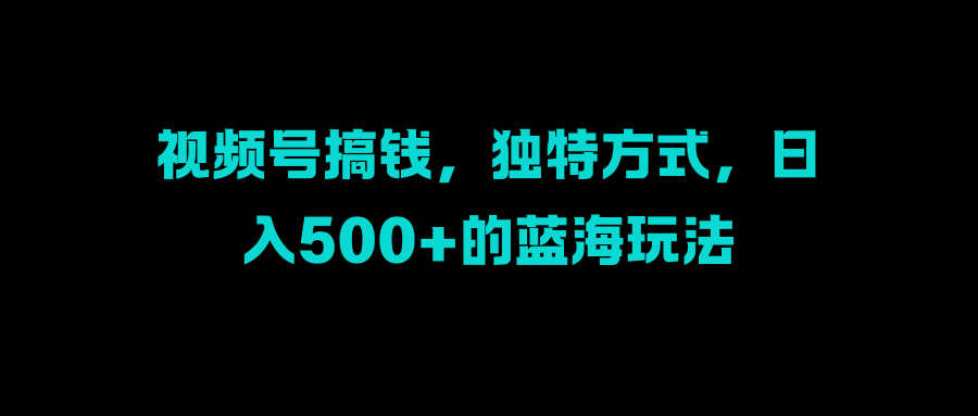 视频号搞钱，独特方式，日入500+的蓝海玩法-宁率网络知识库