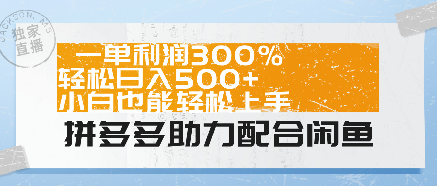 拼多多助力配合闲鱼 一单利润300% 轻松日入500+ 小白也能轻松上手！-宁率网络知识库