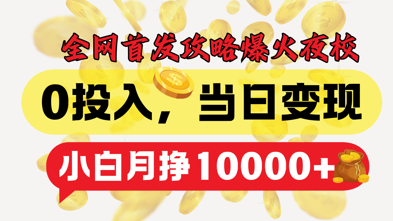 全网首发！爆火夜校，0投入，当日变现，小白轻松月入1w+-宁率网络知识库