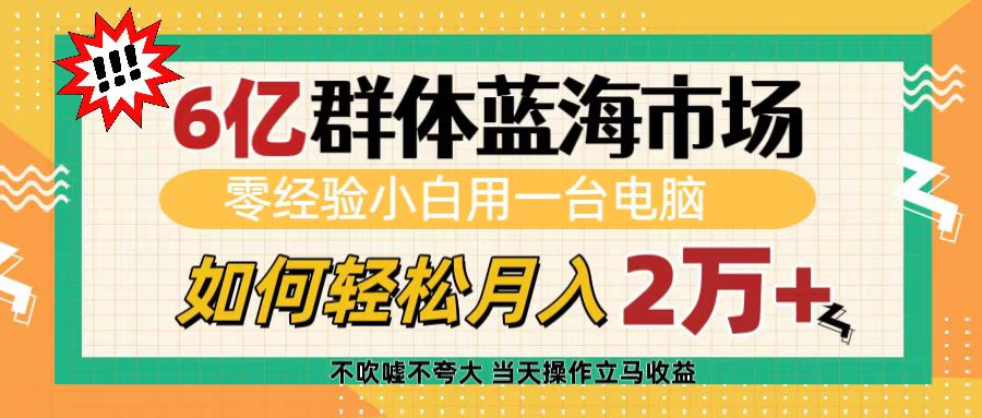 6亿群体蓝海市场，零经验小白用一台电脑，如何轻松月入2万+-宁率网络知识库