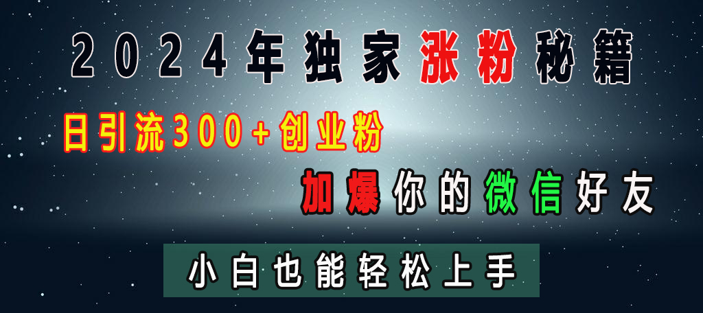 2024年独家涨粉秘籍，日引流300+创业粉，加爆你的微信好友，小白也能轻松上手-宁率网络知识库