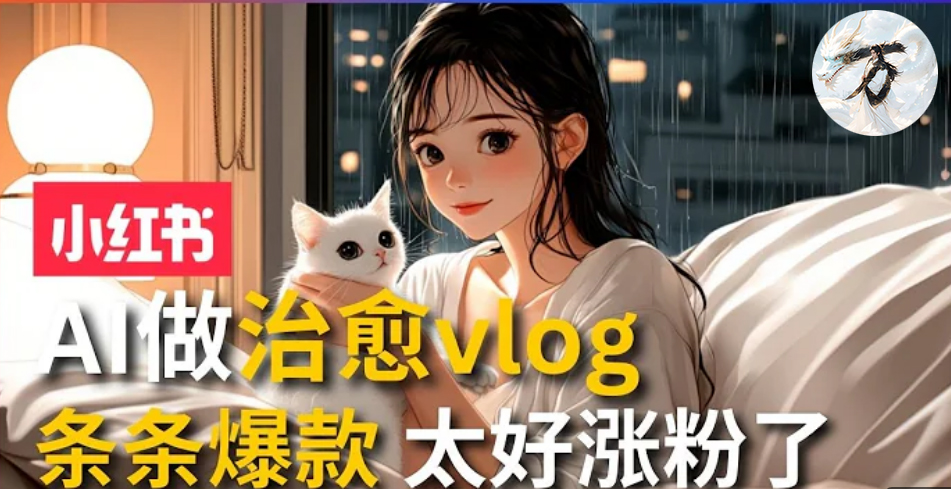 AI治愈系vlog动画视频，小红书7天 涨粉破千，商单报价1500+，0成本制作，日入2000+，有手就会 -宁率网络知识库