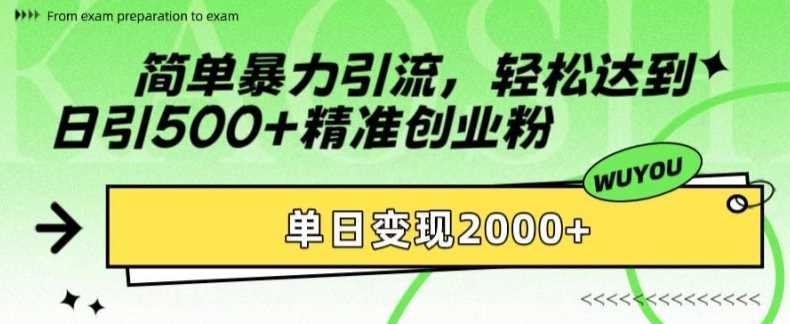 简单暴力引流轻松达到日引500+精准创业粉，单日变现2k【揭秘】-宁率网络知识库