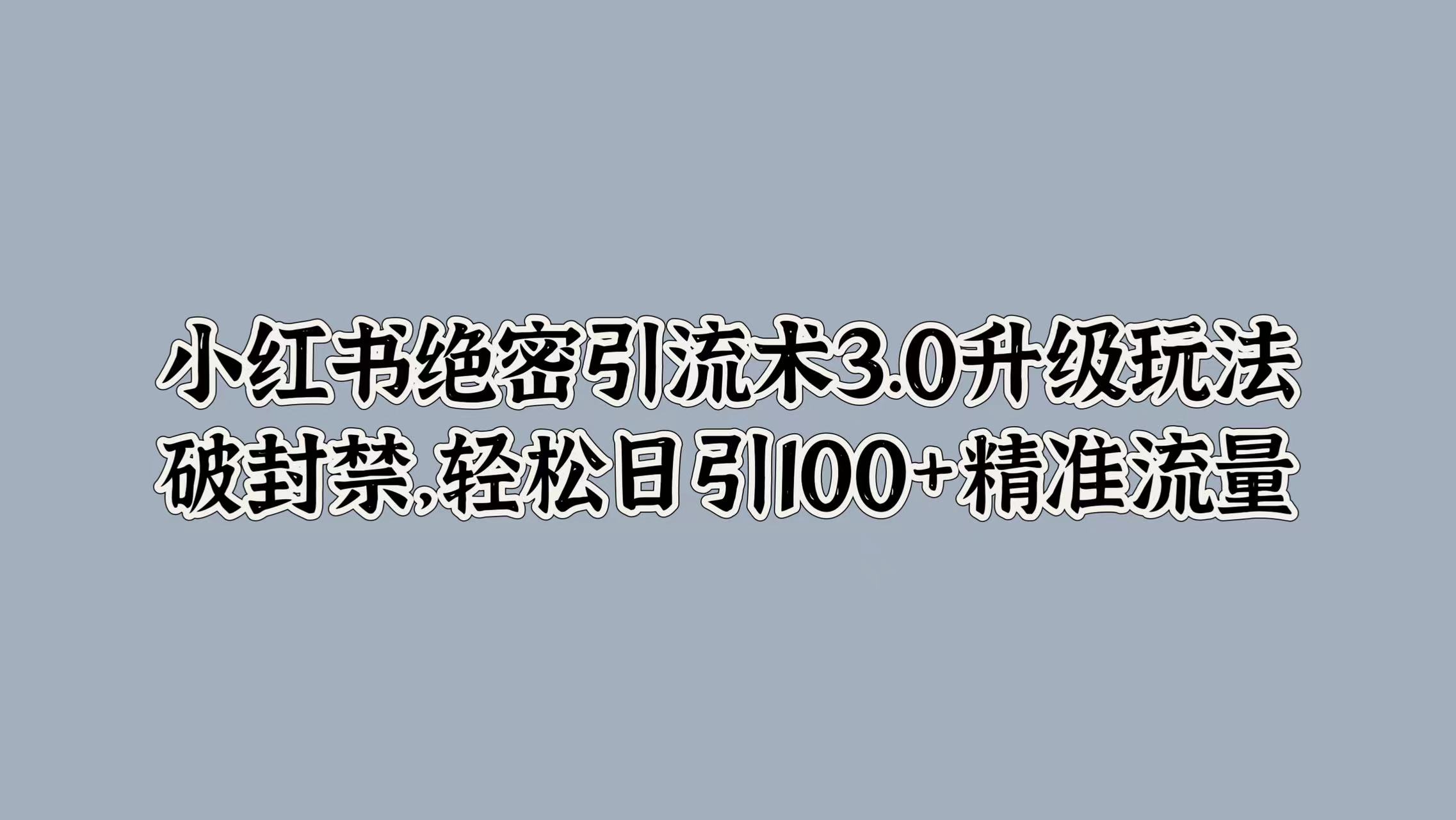 小红书绝密引流术3.0升级玩法，破封禁，轻松日引100+精准流量-宁率网络知识库