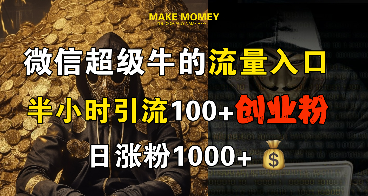 微信超级牛的流量入口，半小时引流100+创业粉，日涨粉1000+-宁率网络知识库