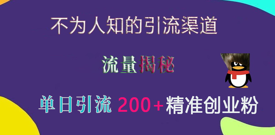 不为人知的引流渠道，流量揭秘，实测单日引流200+精准创业粉-宁率网络知识库