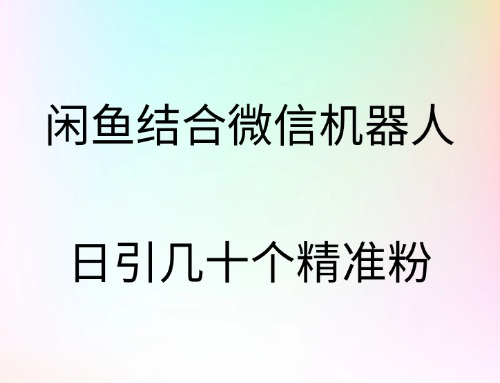 闲鱼结合微信机器人，日引几十个精准粉-宁率网络知识库