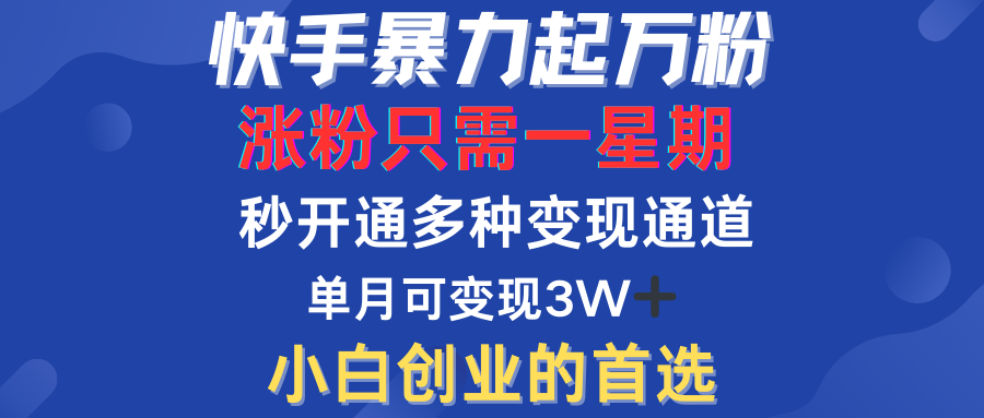 快手暴力起万粉，涨粉只需一星期！多种变现模式-宁率网络知识库