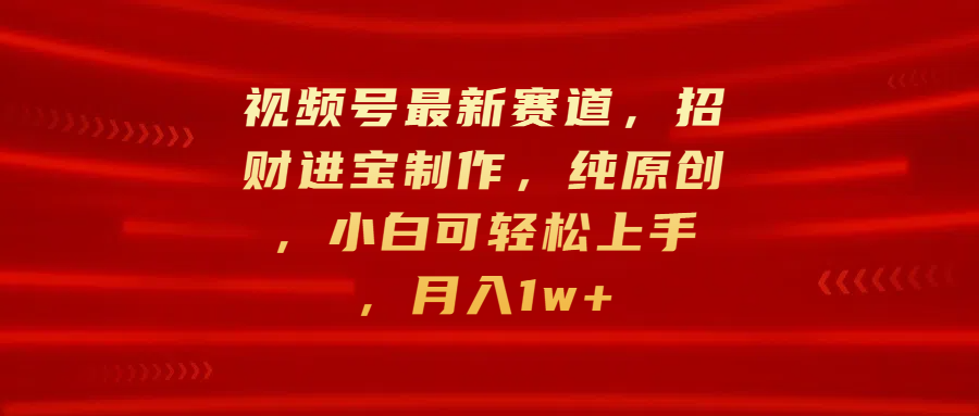 视频号最新赛道，招财进宝制作，纯原创，小白可轻松上手，月入1w+-宁率网络知识库