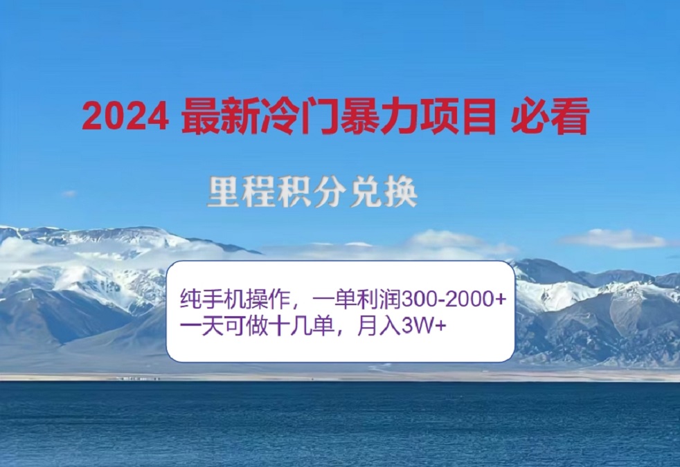 2024惊爆冷门暴利！出行高峰来袭，里程积分，高爆发期，一单300+—2000+，月入过万不是梦！-宁率网络知识库