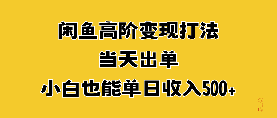 闲鱼高阶变现打法，当天出单，小白也能单日收入500+-宁率网络知识库