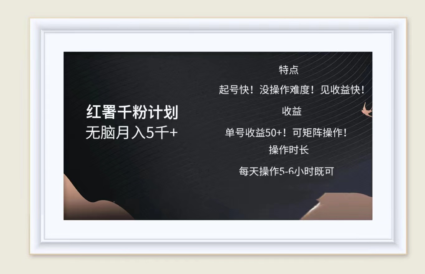 红薯千粉计划无脑月入5千➕！既做既赚！-宁率网络知识库