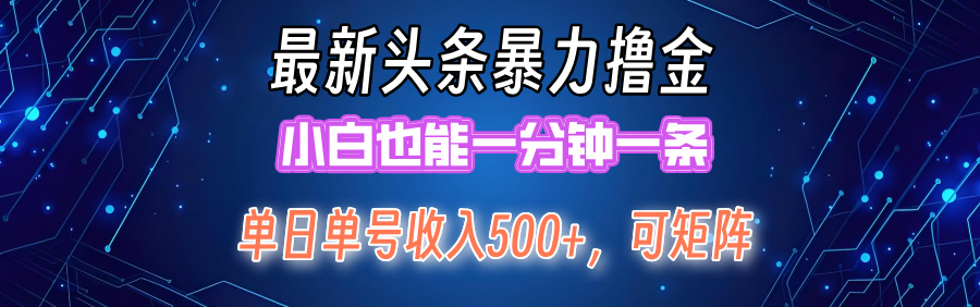 最新头条撸金，小白也能一分钟一条-宁率网络知识库